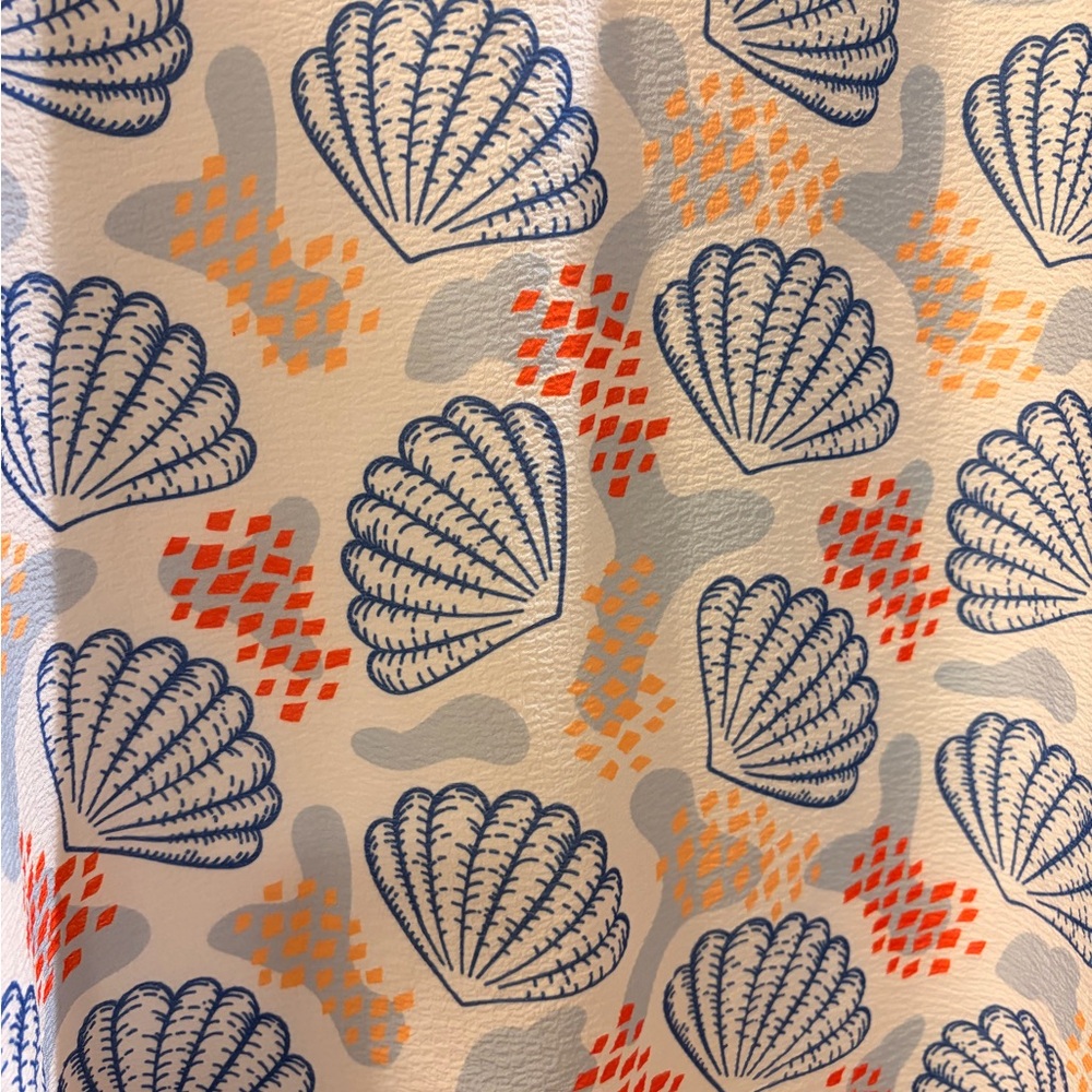 THML White Dress with Blue Shells and Coral Accents and Tic Rac detail - Picture 4 of 8